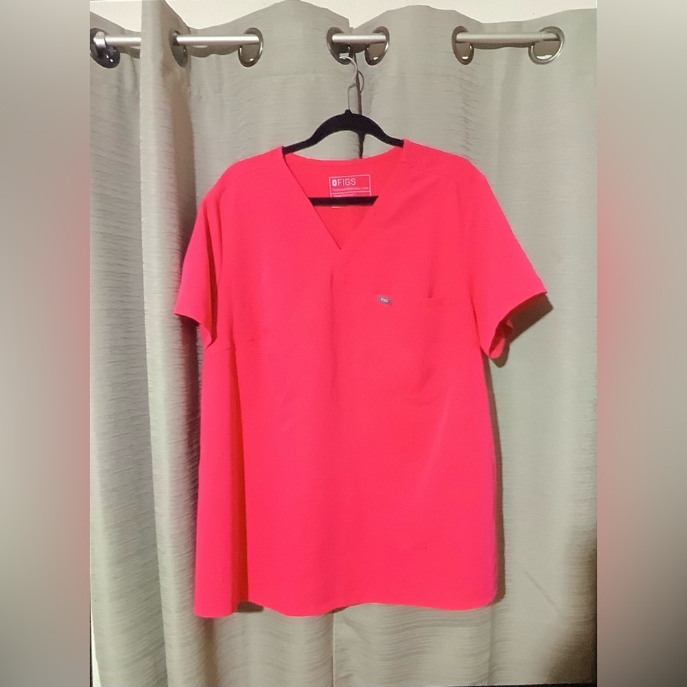 Figs Scrub Shocking Pink Catarina Womens top 3XL